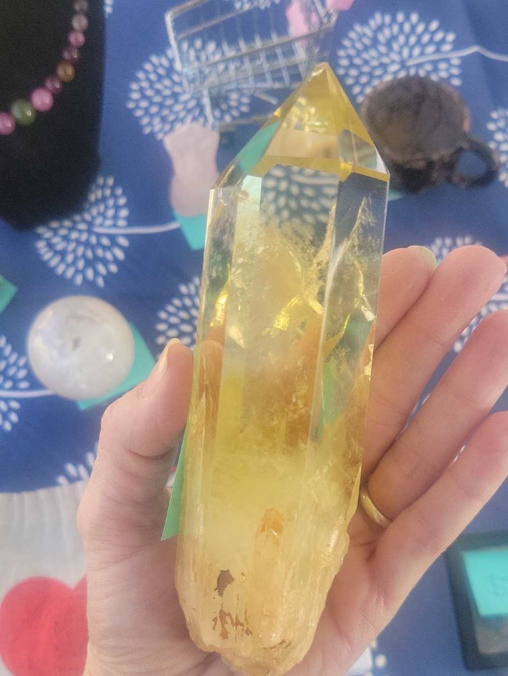 Large Lemon quartz High quality tower for abundance.  cart optional for addition